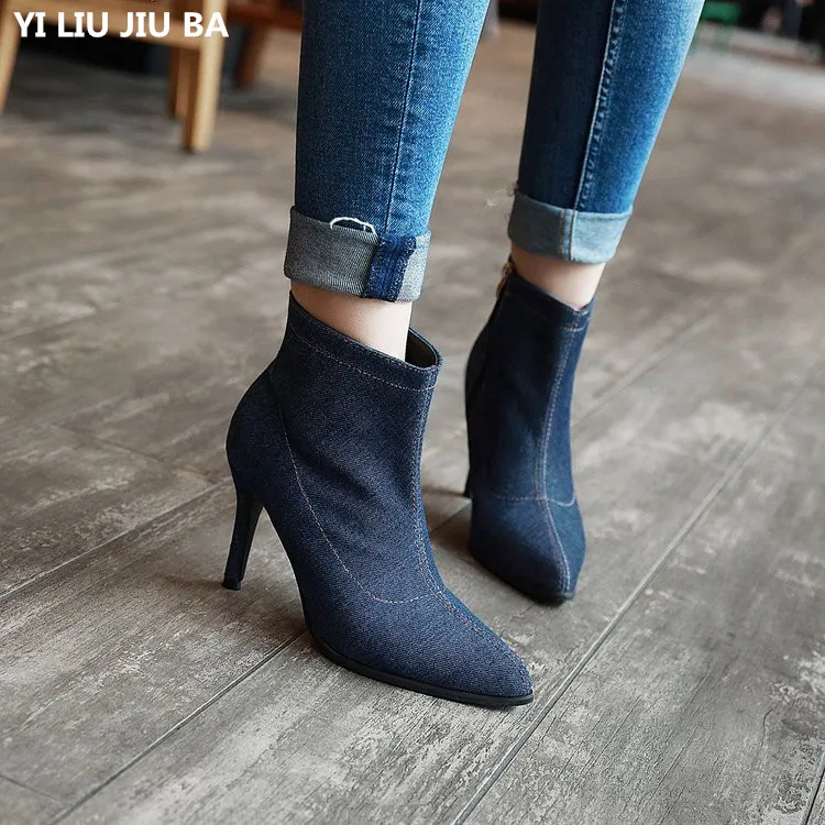 

Sexy Women high heels dress snow boots women shoes Pointed Toe zipper platform pumps Ankle Martin boots women boots mujer G562
