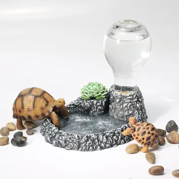 

Auto Drinking Fountains Tortoise Basin Resin Water Dispenser Landscaping Pet Food Bowl Hot Decoration Lizard Water Feeder A