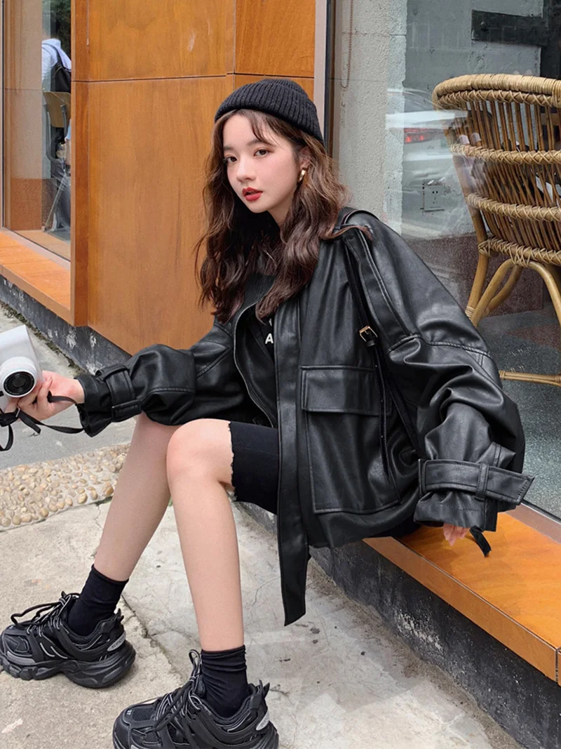 Oversized Leather Jacket Women Short Black Brown Pu Leather Jackets Female 2021 New Autumn Large Size Fashion Lady Leather Coats - Faux Leather - AliExpress Oversized Leather Jacket Women Short Black Brown Pu Leather Jackets Female 2021 New Autumn Large Size Fashion Lady Leather Coats - Faux Leather - AliExpress