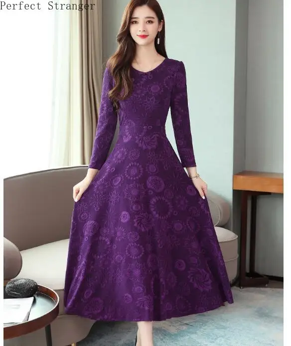 Goede Hoge Kwaliteit Herfst Winter Nieuwe Collectie 2019 Hot Koop Kraag Strik Plus Size S 3XL Vrouw Lange Dresse