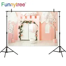 

Funnytree photo photozone backdrop spring Easter background flower wood door hot air balloon photography studio baby shower