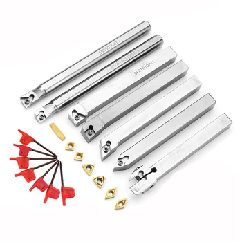 

21Pcs 10Mm Turning Tool Holder Lathe Boring Bar+Carbide Insert+Wrench Set Alloy Steel