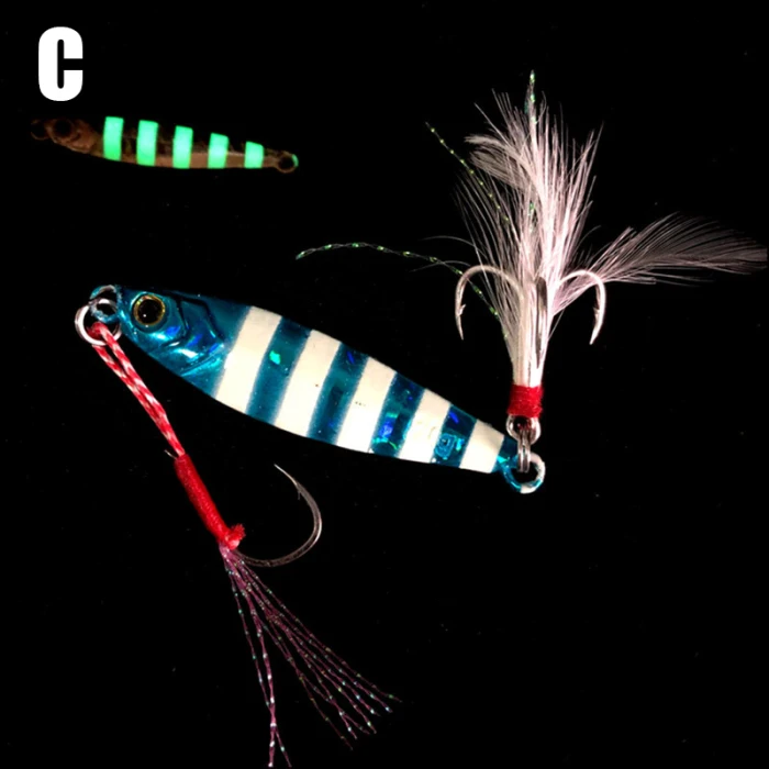 2Pcs Metal Lead Fish Jig Fishing Lures Luminous Bait Jigging&T8