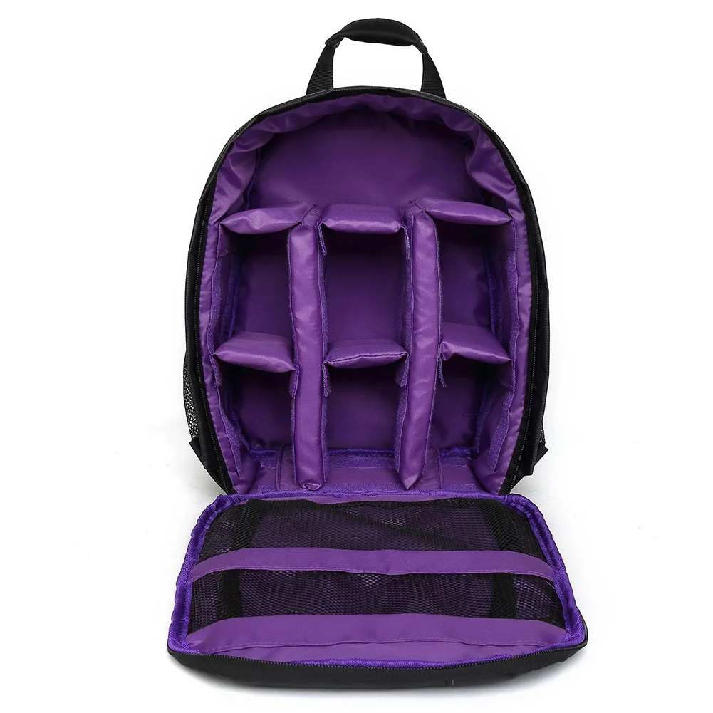 Purple Прочный рюкзак для камеры с объективом, органайзер для хранения, сумка для цифровых аксессуаров, для фотосъемки, подходит для всех, водонепроницаемый, простой - Цвет: Purple