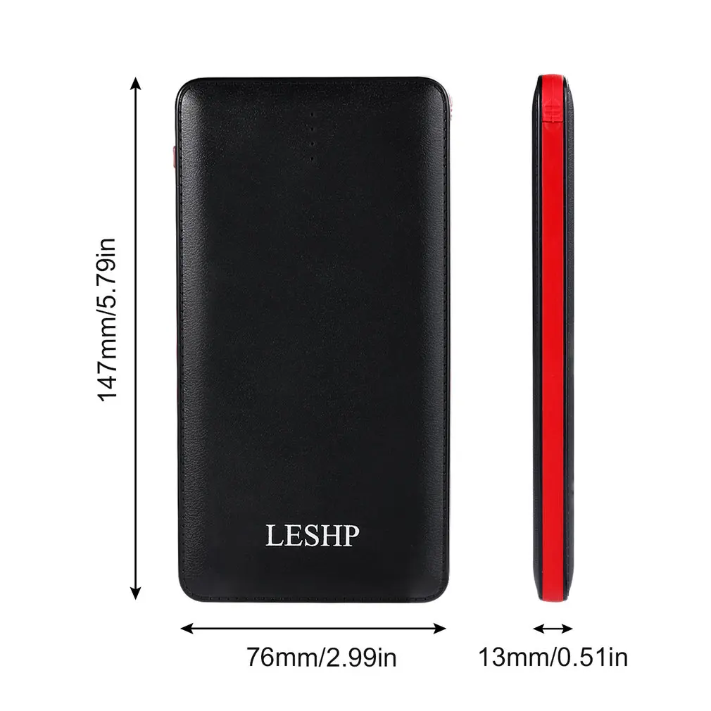 LESHP туфли на ультра-высоком 10000 мА/ч, Ёмкость 10 Вт легкий Портативный быстрой зарядки 4-Порты и разъёмы Мощность Bank зарядное устройство для Iphone для samsung
