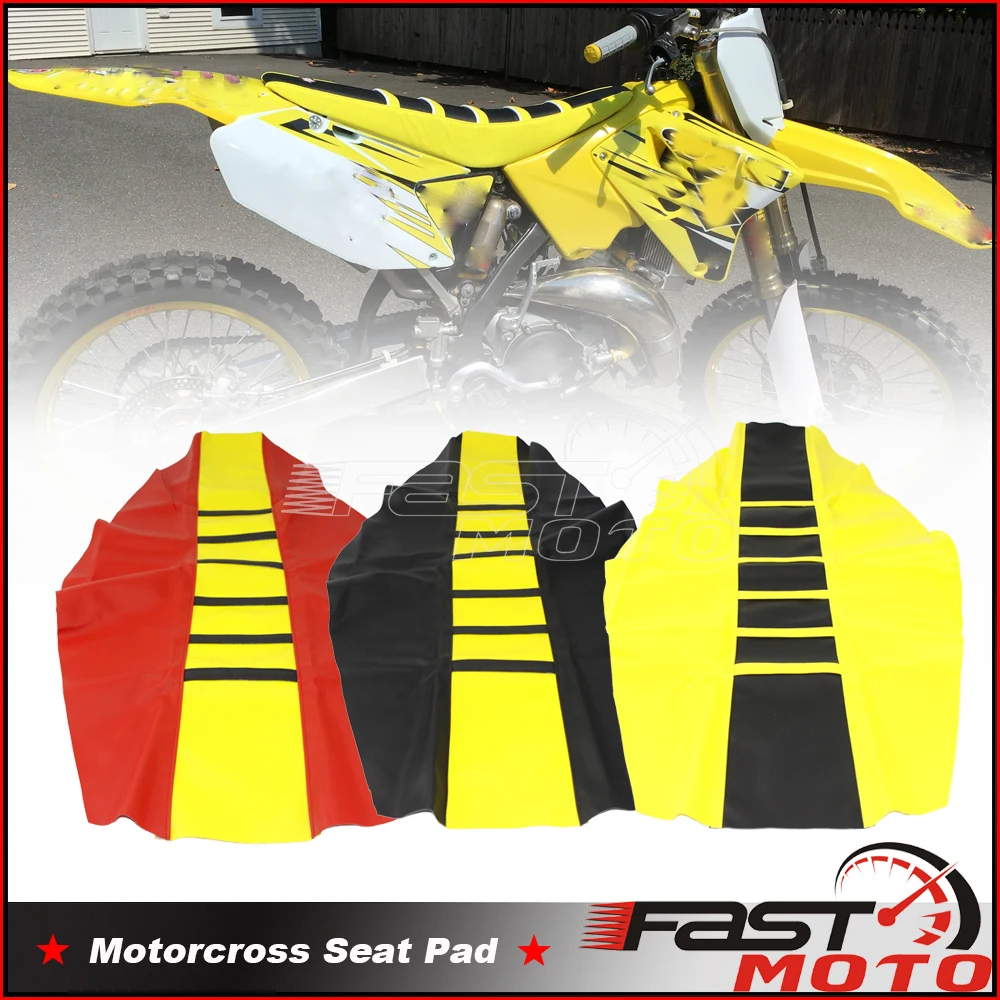 Yellow Black Enduro Off Road Gripper Soft Motorcycle Seat Cover Strip Rib Seat Pad For Suzuki DRZ400 RM250 Yamaha YZ450 YZ250 MX jy racing antislip gripper seat cover for honda yamaha suzuki kawasaki dirt bikes carbon fiber style