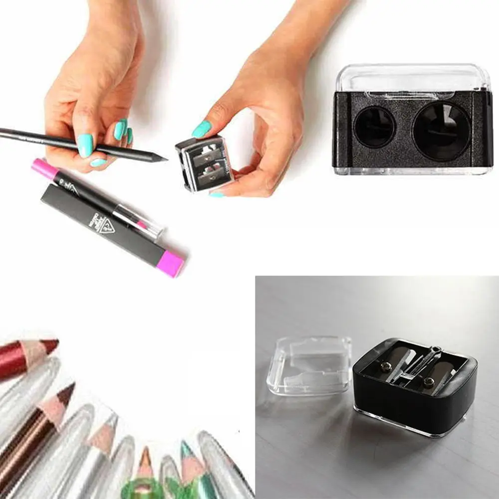 2 Holes Black Precision Cosmetic Pencil Sharpener For Eyebrow Lip Liner Eyeliner Pencil School Office Supply Gift Simple 5