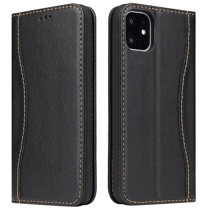 Чехол из натуральной коровьей кожи для iPhone 11 Pro Max Book Wallet Магнитный