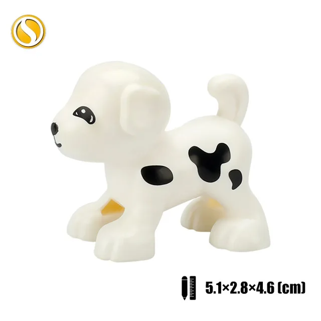 Original Big Size Assemble Building Blocks Accessory Toys For Children Compatible Big Size Animals Sets Zoo Bricks Baby Gifts White dog