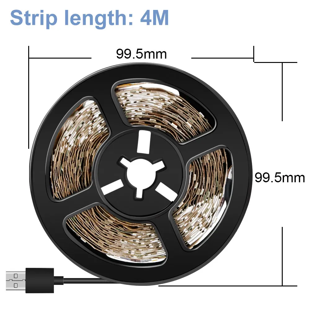 4m Светодиодная лента 5 в 2835 SMD USB разъем 1 м 2 м 3 м 4 м 5 м USB Светодиодная лента светильник 220 В декоративная лампа лента для телевизора фоновый светильник ing спальня - Испускаемый цвет: 4m