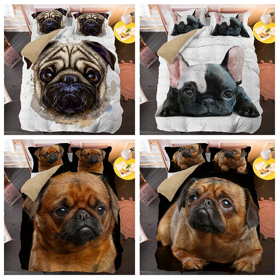 Комплект постельного белья из 2/3 предметов с французским бульдогом милый