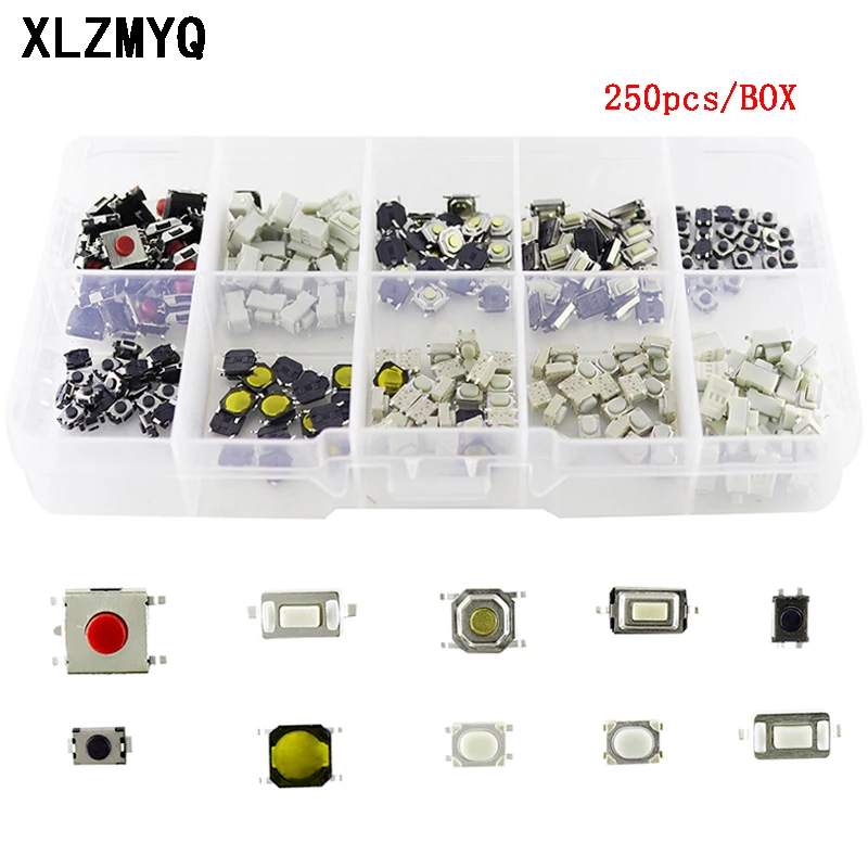 250 pcs Tactile Push Button Micro Switch For Car Remote Control Button Switches 