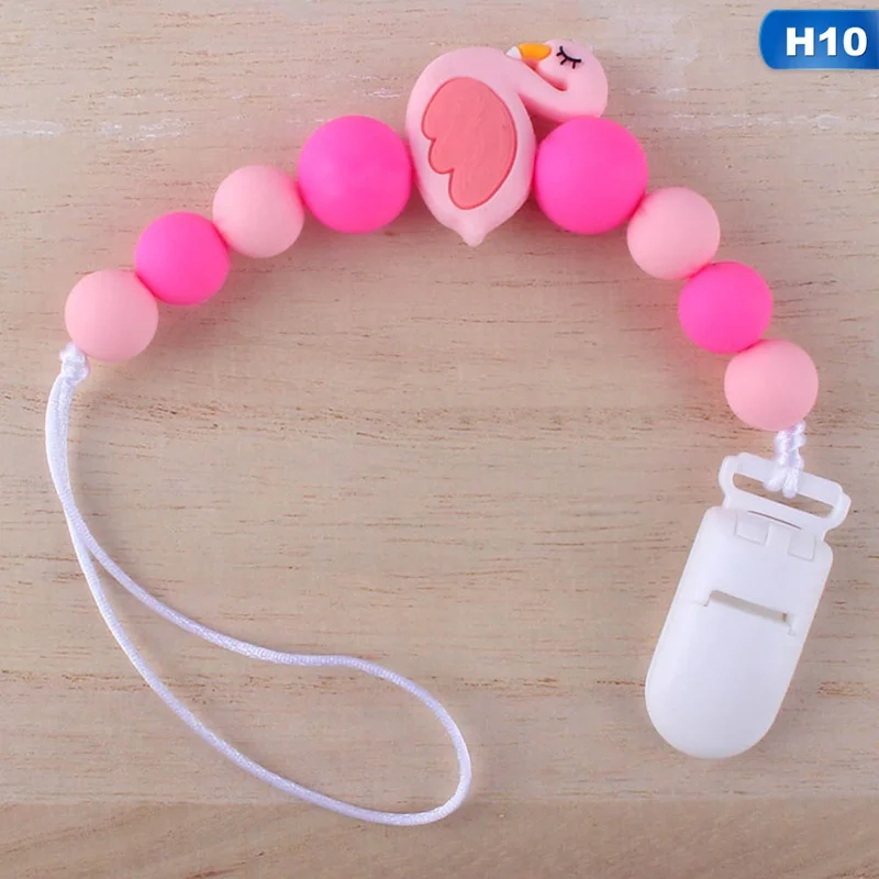 Cute Cartoon Animal Infants Chew Toy Nipple Feeding Appease Baby Pacifier Chain Kids Boys Girls Anti-fall Clip Chains - Цвет: BB6147H10