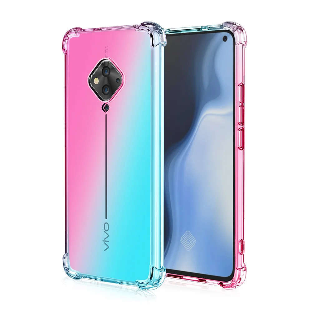 Противоударный градиентный телефонный чехол для Vivo S5 Y19/U3/Y5S X27 X23 X21i X21S X20 плюс X20 X9 X9s Plus Мягкий Защитный чехол