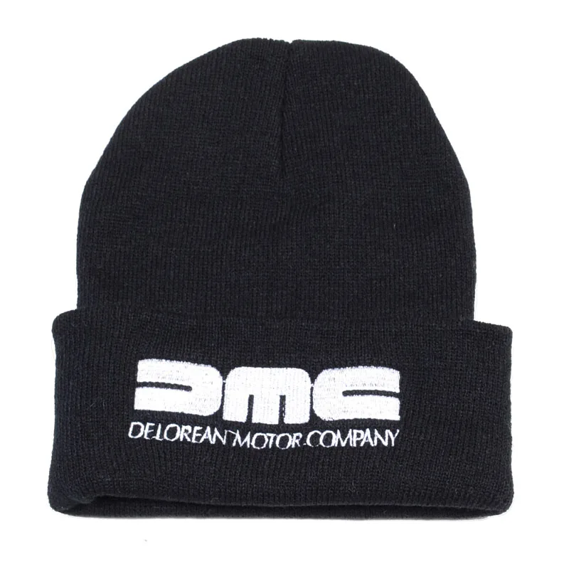 Черный Мужской женский зимний теплый вязаный головной убор DMC DeLorean cap Назад в будущее ретро-шляпы с вышивкой шапки унисекс шапочка кепки в стиле хип-хоп - Цвет: Черный