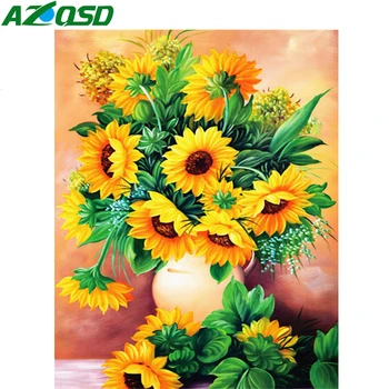 

AZQSD Diamond Painting Sunflower Cross Stitch Diamond Art 5d Embroidery Flowers Diy Home Decor Gift Rhinestones Handmade
