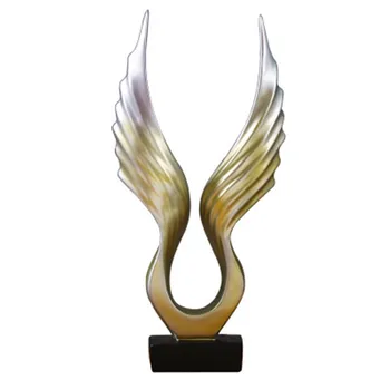 

Business Gift Gold Wings Ornament Ktv Office Home Desktop Decoration Carve Wings Statue Resin Figurines Garden Craft A679