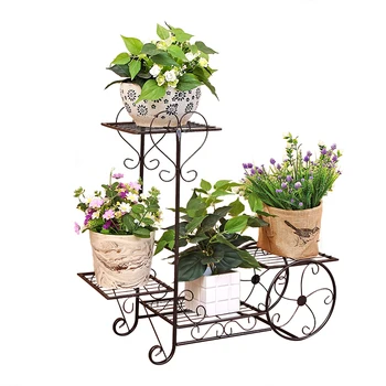 

European new wrought iron flower shelf rack home floor-style living room green pot multi-layer indoor stand