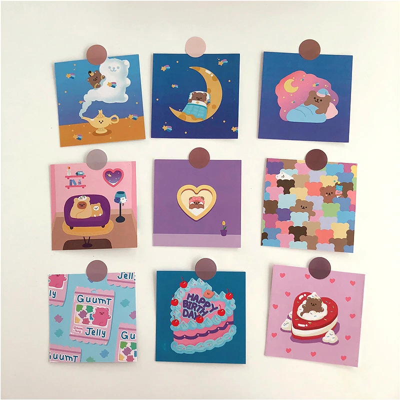 Dibujo de oso de cereza de Corea, gráfico de doble cara, manual de tarjetas decorativas, decoración de teléfono móvil, pegatina de pared, accesorios de fotografía, papelería