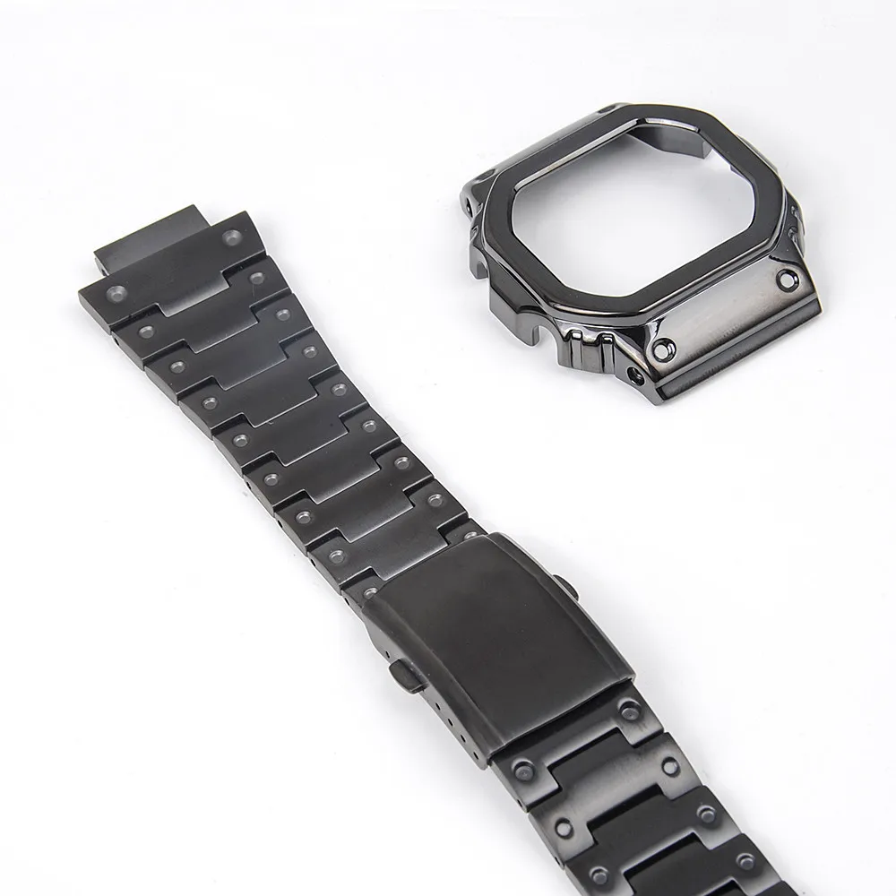 Tanie DW5600 5610 fajne klasyczny czarny zegarek zestaw modyfikacji Watchband Bezel ze stali nierdzewnej 316L