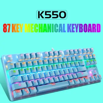 

K550 87 Keys Keyboard USB Wired Blue Switch Gaming Mechanical Keyboard Backlight Gaming Mechanical Keyboard for PC Laptop