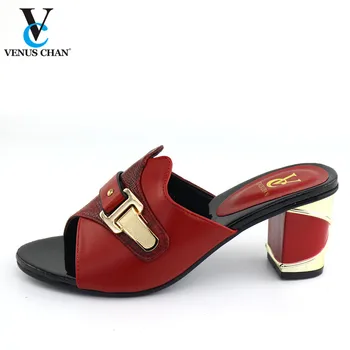 

NEW Summer Woman Shoes Slippers Basic PU Mature Sewing Square heel Slip-On Outside Square Toe Slides Size 38-43