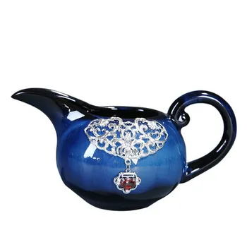 

Handmade enamel silver cup kiln change ceramic fair cup heat-resistant uniform cup Japanese side pot Kung Fu tea set
