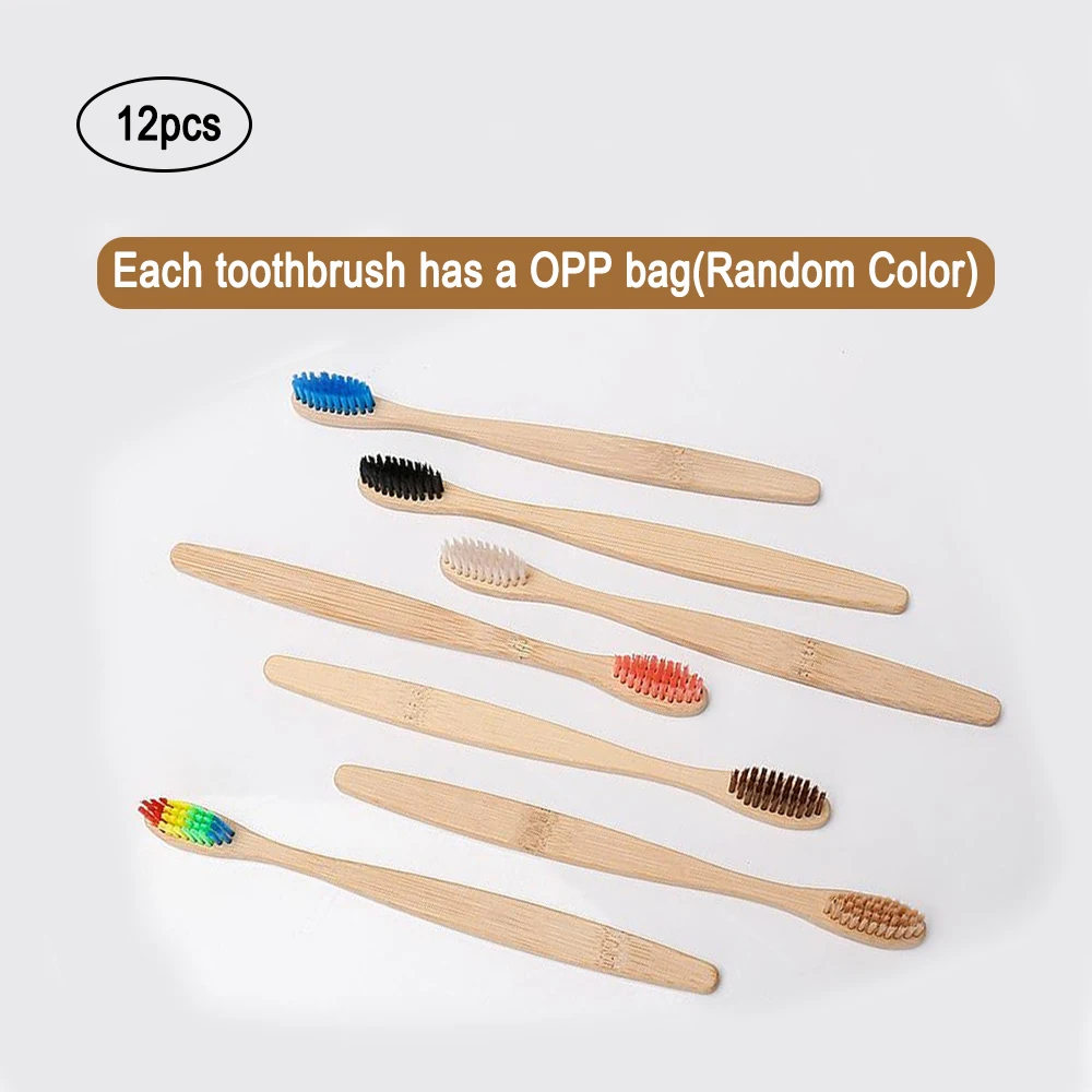 mix color 12pcs Natural Bamboo Toothbrush Soft Bristles Capitellum Fiber Toothbrushes for Home Travel Daily Use Eco-Friendly Tooth Brushes - Цвет: mix color