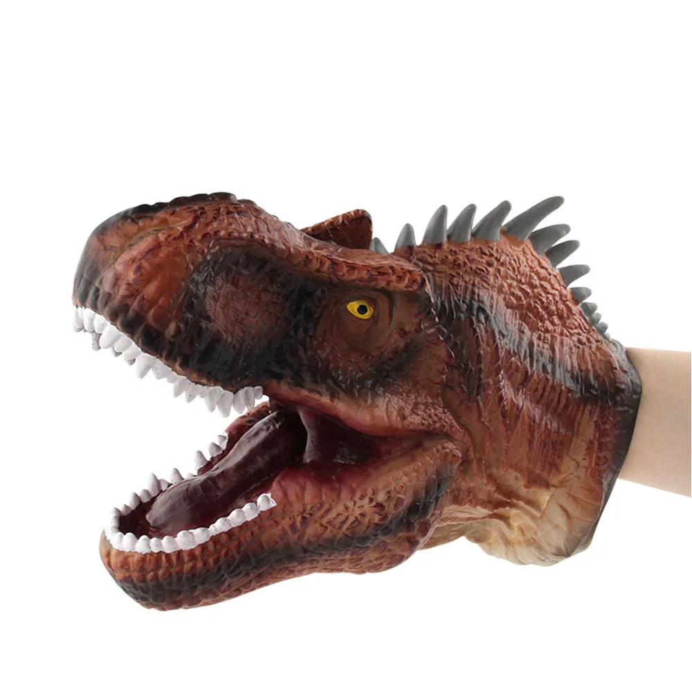 Дикие животные голова ручной кукольный крокодил Юрского Периода Динозавры T-Rex мягкие виниловые перчатки из ПВХ фигурка модель игрушки Дети Рождественский подарок - Цвет: A1