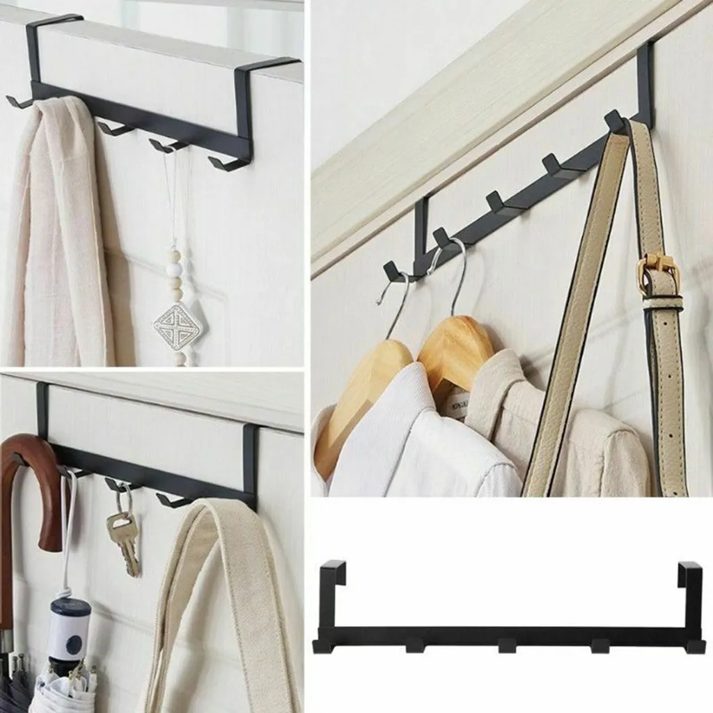 5 Hooks Over Door Hat Coat Rack Hanger Clothes Towel Storage Organiser Home Bath 