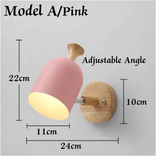 Model A Pink Современный настенный светильник красочный Макарон несколько направления железная спальня/гостиная/кровать голова Крытый E27 светодиодный деревянный настенный светильник - Цвет абажура: Model A Pink