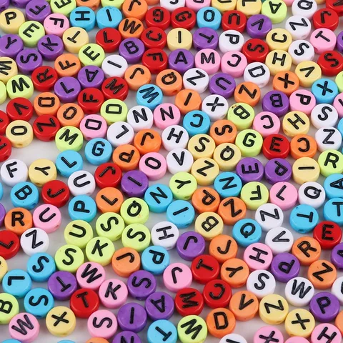 Round Mix Color Acrylic Letter Beads for Jewelry Making Kid Diy Material Loose Spacer 4*7mm