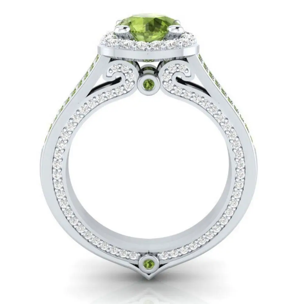 Women Ring Jewelry Gift Fashion Faux Peridot Topaz Inlaid Wedding Party Finger | Украшения и аксессуары
