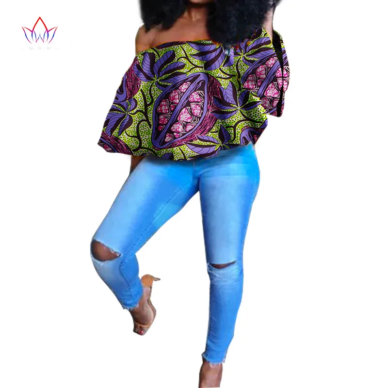 Летние 6xl женщин африканская одежда Большие размеры традиционные африканские одежда Повседневная Африканский принт хлопчатобумажные Топы Базен африкен wy971