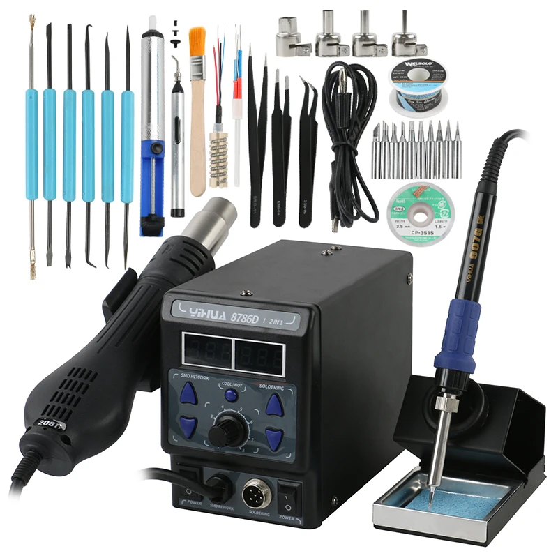 YIHUA 8786DI 2 In1 Upgrade SMD Rework Station Soldering Ststion Electric Soldering Irons+Hot Air Gun 700W For IC PCB Desoldering|Soldering Stations| - AliExpress