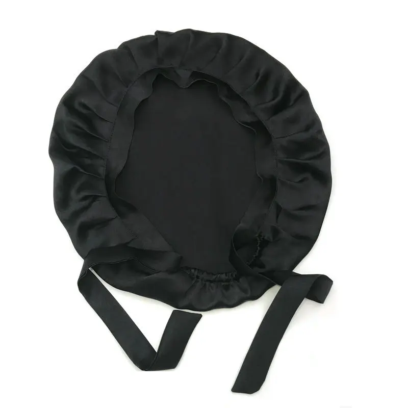 Hot Selling Woman Natural Silk Sleeping Cap Lightweight Breathable Help Sleeping Adult Night Protection Hair Adjustable Cap 3