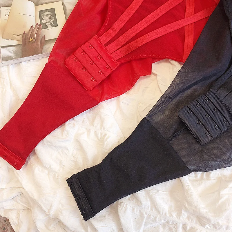 2021 New Hollow Out Sexy Bodysuit Jumpsuit Thicken Push Up Women Sexy Cross Underwe Deep-V Neck Ladies Fashion_voghion.com