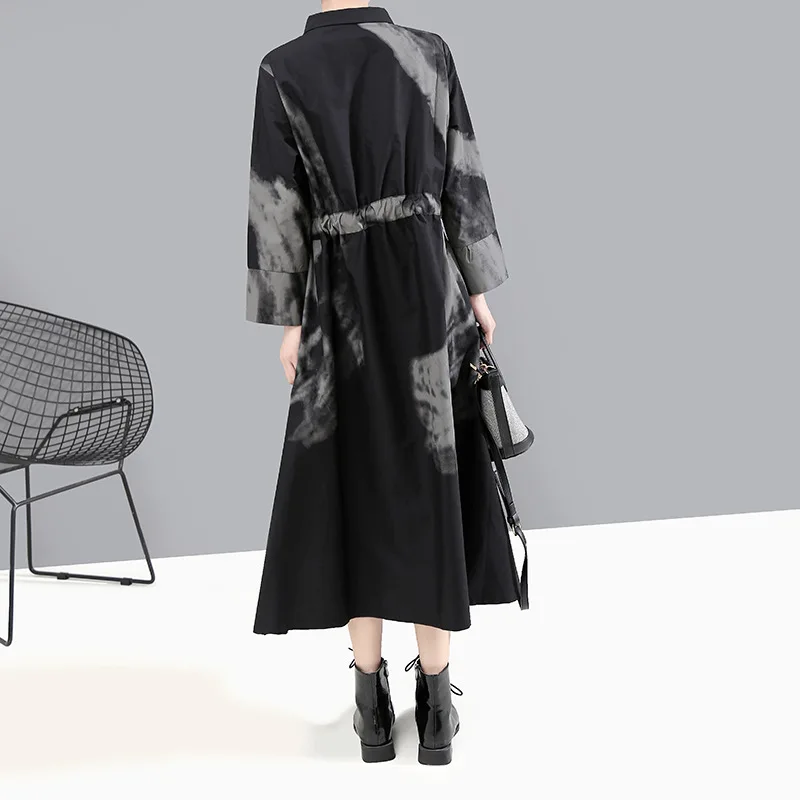 

Autumn and Winter New Retro Women's Lace-Up Dress Loose Slimming 5458