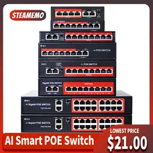 STEAMEMO AI POE Switch Standard POE 4/8/16 Ports Network Switch Ethernet 10/100Mbps for IP Camera