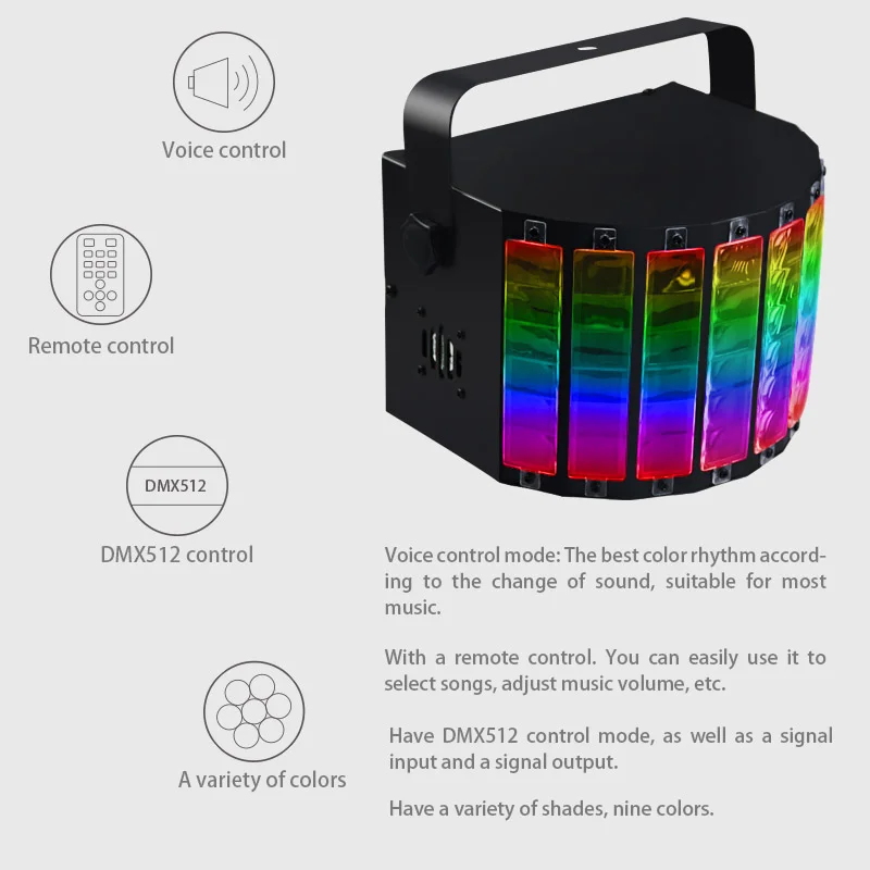 Newest Party Disco With Remote Control Lights DMX 512 Christmas Voice Control 13W Disco KTV Bar Club LED Strobe Stage Light