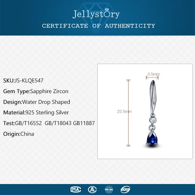 Hebb1bd41ab474deca91a41109d8c80c8j - Jellystory Trendy Silver 925 jewelry Earring with Water Drop Shaped Sapphire Gemstones Earrings for Women Weddings Party Gifts