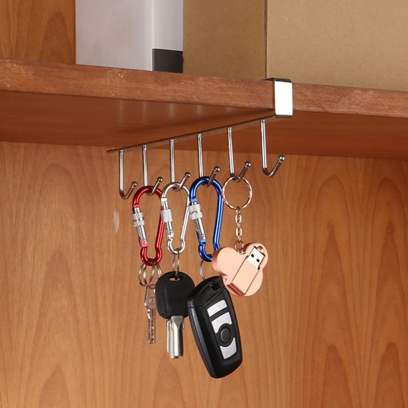Household Wrought Iron Hook Nail-free Kitchen Cabinet Storage Hook Holder Multi-function Wardrobe Finishing Hook Holder Household Wrought Iron Hook Nail-free Kitchen Cabinet Storage Hook Holder Multi-function Wardrobe Finishing Hook Holder