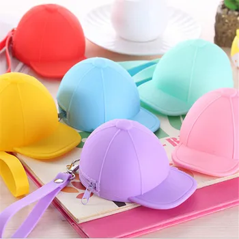 

Creative Coin Purse Silicone Key Cases Baseball Cap Shape Kids Wallets Candy Color Mini Storage Bag