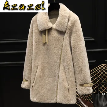 

Real Fur Female Wool Jacket Korean Vintage Autumn Winter Coat Women Clothes 2020 Sheep Shearling Tops Suede Lining ZT3924