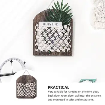 

1Pc Decorative Wooden Storage Basket Wall Mounted Storage Rack for Home