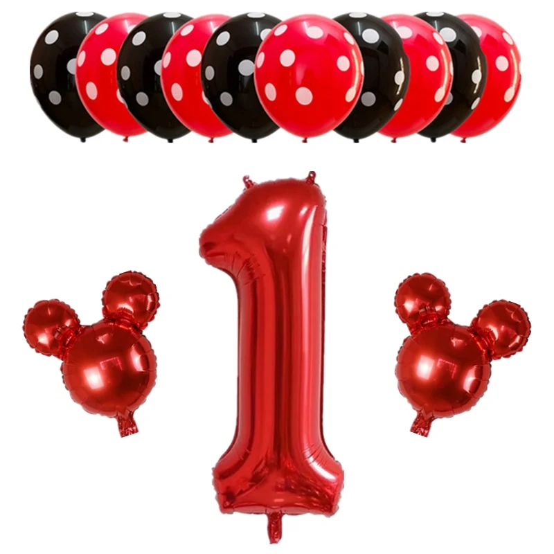 

13pcs Mickey Minnie Number 1 First Birthday Girl Boy Balloon Kids Birthday Combination Decoration Helium Balloon Party Supplies