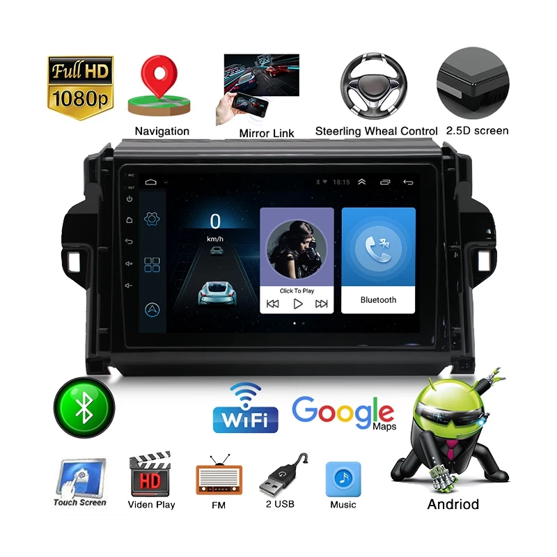 Для Toyota Fortuner 2015 2018 9 дюймов Android 1 стерео автомобильный Bluetooth радио MP5 плеер GPS