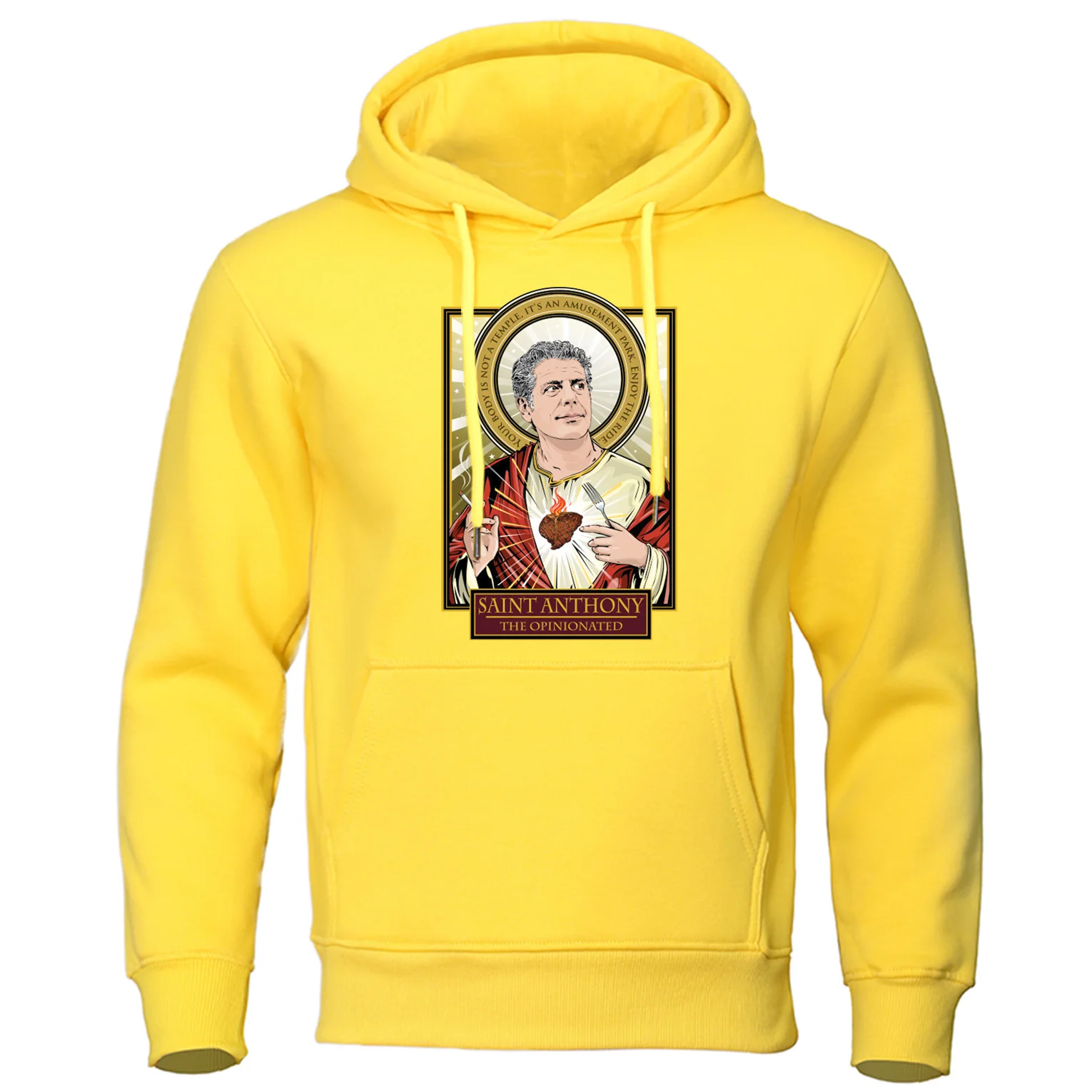 Funny Saint Anthony Hoodies men Bourdain Sweatshirts homme A saint for your Pullover comic maria Streetwear Brand Hoodie | Мужская