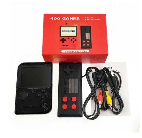 black with gamepads Новая встроенная 400 игр 800 мАч батарея Ретро видео портативная игровая консоль+ геймпад 2 игрока двойной 3,0 дюймовый ЖК-игровой плеер - Цвет: black with gamepads