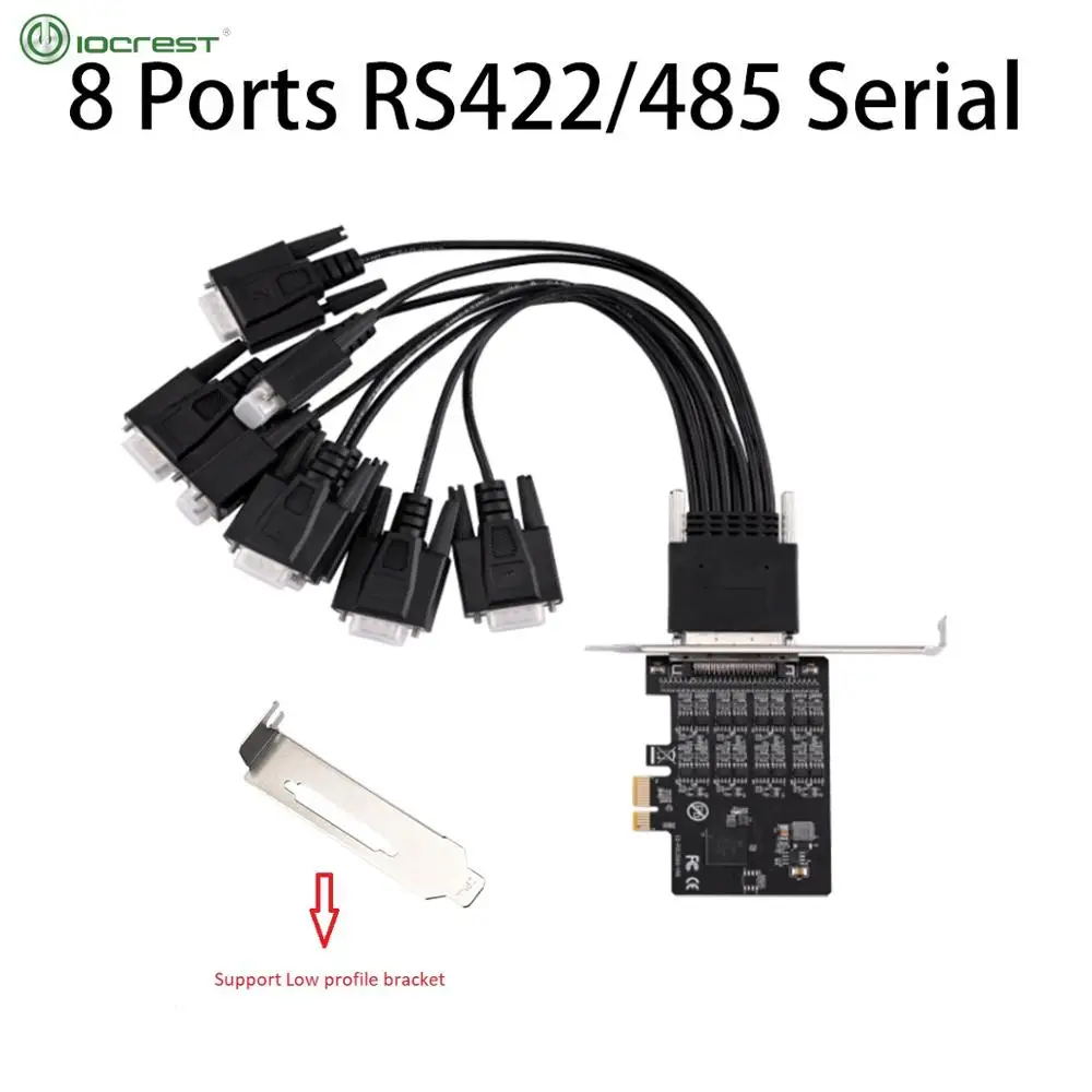 

IOCREST PCI Express 8 Ports High Speed RS422 RS485 Multi Serial PCIe x1 Industrial I/O Card with Low Profile Bracket
